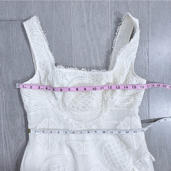 Geisha Designs Anthropology Square Neck Ruffled Asymmetrical Lace Dress S - Picture 13 of 16